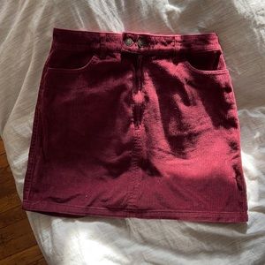 New Hollister Burgundy Red Velvet High-rise Skirt